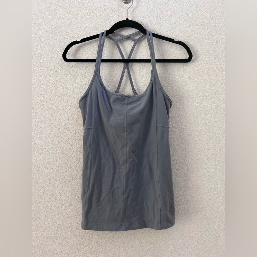 Athleta Light Gray Strappy Scoop Neck Tank Top Size M